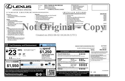 2022 Lexus RX 350 Base