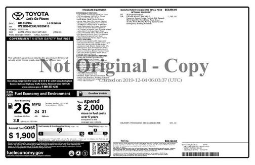 2020 Toyota Supra 3.0 Premium