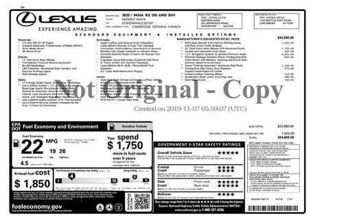 2020 Lexus RX 350 Base