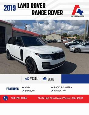 2019 Land Rover Range Rover 3.0L V6 Supercharged HSE