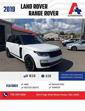 2019 Land Rover Range Rover 3.0L V6 Supercharged HSE