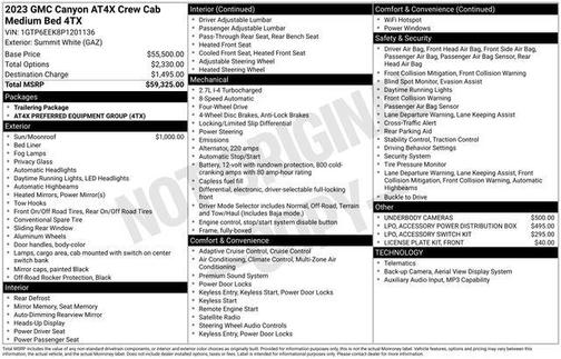 Summit White 2023 GMC Canyon AT4X