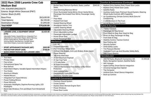 Bright White Clearcoat 2022 RAM 2500 Laramie Crew Cab 4x4 6'4' Box