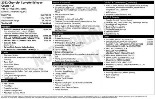 2022 Chevrolet Corvette Stingray w/1LT
