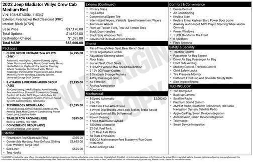 2022 Jeep Gladiator Willys 4x4