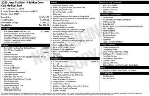 2020 Jeep Gladiator Sport S