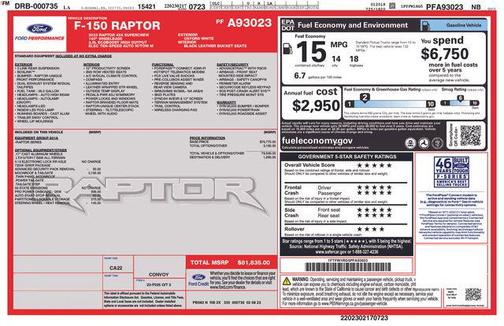 Oxford White 2023 Ford F-150 Raptor