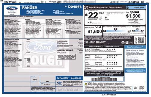 Oxford White 2022 Ford Ranger LARIAT