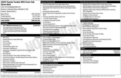 Celestial Silver Metallic 2025 Toyota Tundra SR5