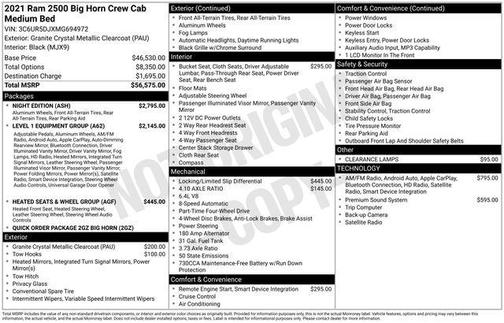 2021 RAM 2500 Big Horn Crew Cab 4x4 6'4' Box