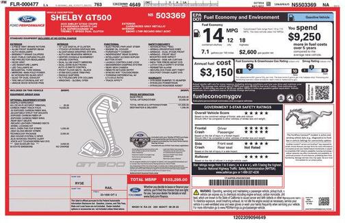 Carbonized Gray Metallic 2022 Ford Shelby GT500 Base
