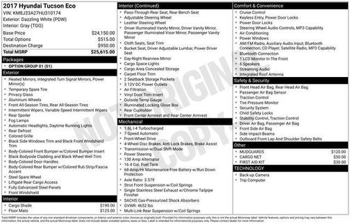 Dazzling White 2017 Hyundai TUCSON Eco