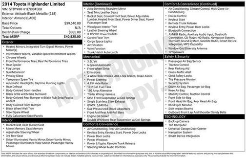 Attitude Black Metallic 2014 Toyota Highlander Limited