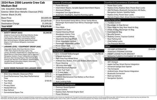 Billet Silver Metallic Clearcoat 2024 RAM 2500 Laramie Crew Cab 4x4 6'4' Box