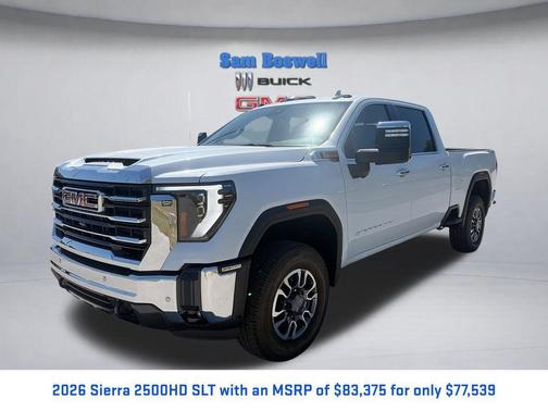 Glacier White Tricoat 2026 GMC Sierra 2500 SLT