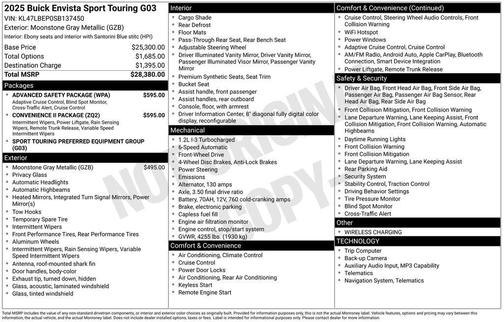 Moonstone Gray Metallic 2025 Buick Envista Sport Touring FWD