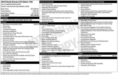 Moonstone Gray Metallic 2023 Buick Encore GX Select