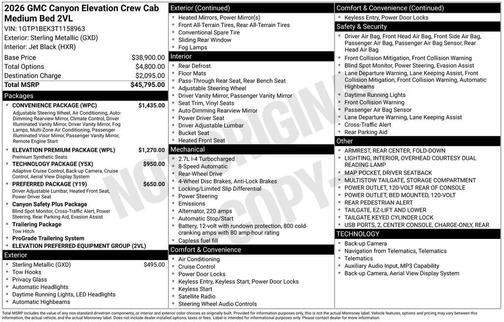 Sterling Metallic 2026 GMC Canyon Elevation