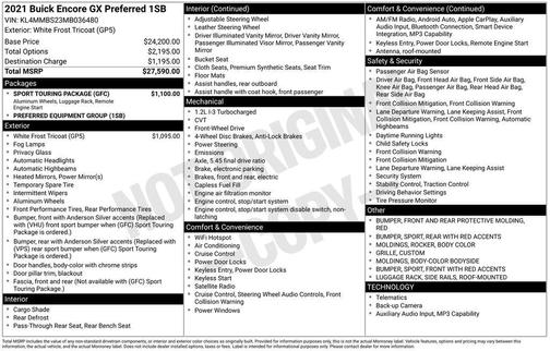 White Frost Tricoat 2021 Buick Encore GX Preferred
