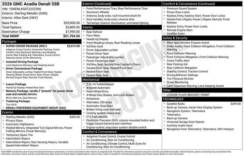 2026 GMC Acadia Denali