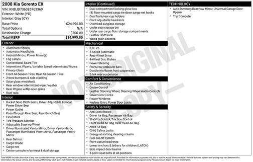 White 2008 Kia Sorento EX