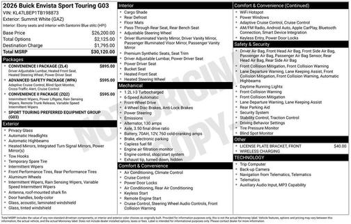 Summit White 2026 Buick Envista Sport Touring FWD