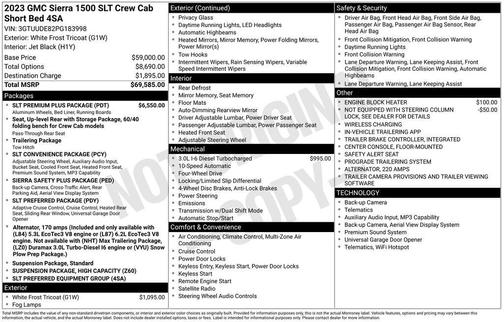 White Frost Tricoat 2023 GMC Sierra 1500 SLT