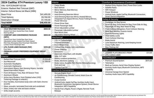 Radiant Red Tintcoat 2024 Cadillac XT4 Premium Luxury