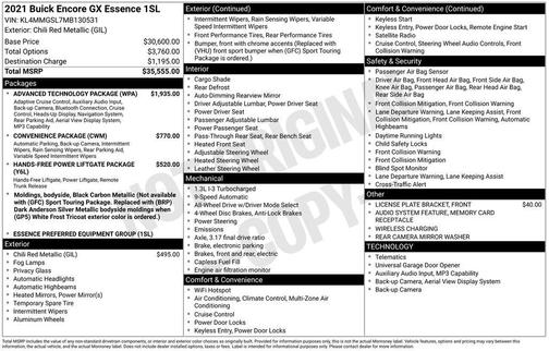 Chili Red Metallic 2021 Buick Encore GX Essence