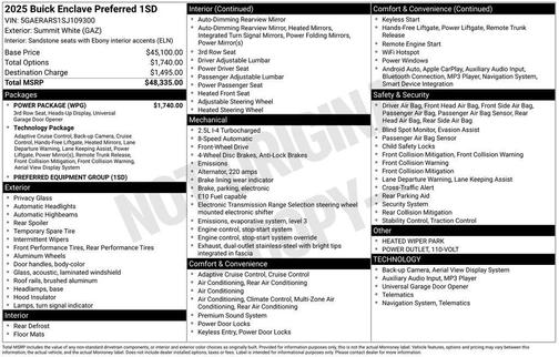 Summit White 2025 Buick Enclave Preferred FWD
