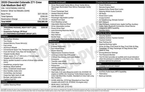 Silver Ice Metallic 2020 Chevrolet Colorado Z71