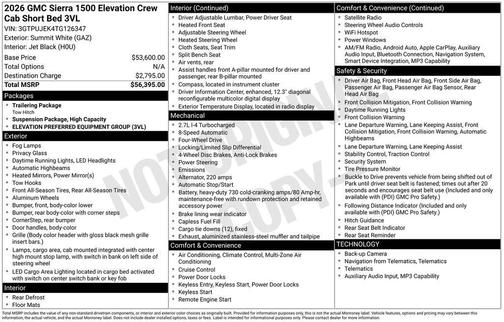 Summit White 2026 GMC Sierra 1500 Elevation