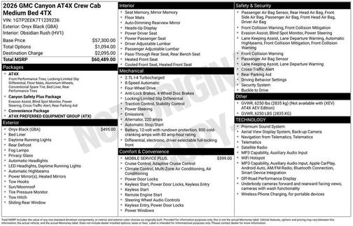 Onyx Black 2026 GMC Canyon AT4X