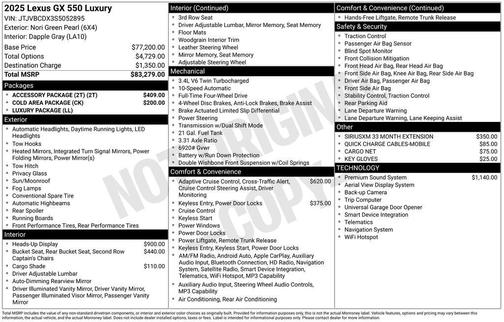 2025 Lexus GX 550 550 Luxury