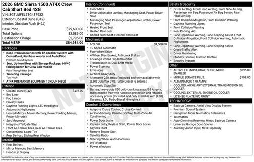 Coastal Dune 2026 GMC Sierra 1500 AT4X