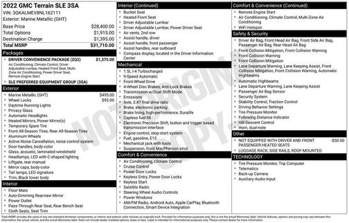 Marine Metallic 2022 GMC Terrain SLE