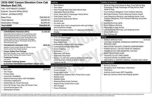 Summit White 2026 GMC Canyon Elevation