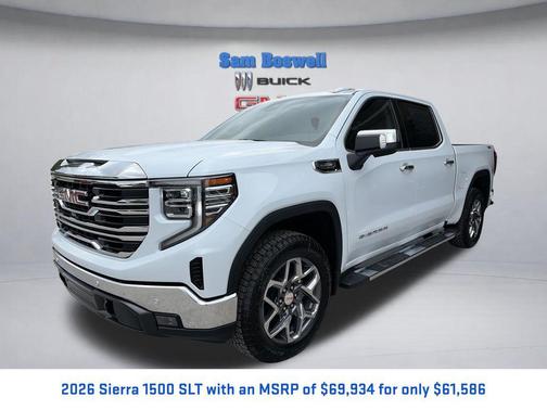 Glacier White Tricoat 2026 GMC Sierra 1500 SLT