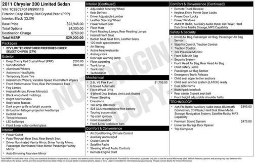 Deep Cherry Red Crystal Pearlcoat 2011 Chrysler 200 Limited