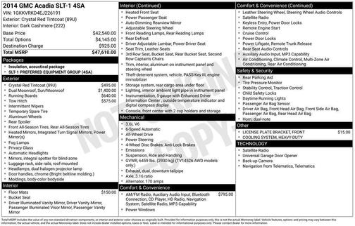 Crystal Red Tintcoat 2014 GMC Acadia SLT-1