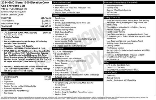 Onyx Black 2024 GMC Sierra 1500 Elevation