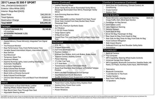 Ultra White 2017 Lexus IS 300 Base