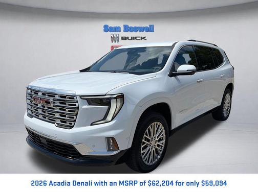 Glacier White Tricoat 2026 GMC Acadia Denali