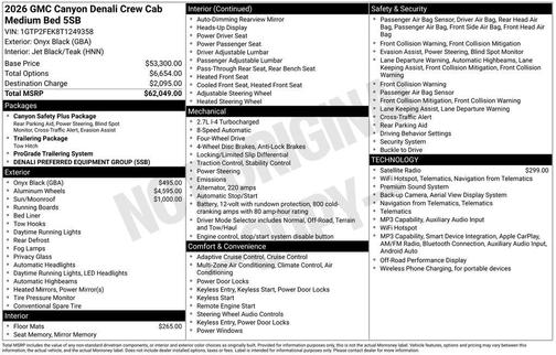 Onyx Black 2026 GMC Canyon Denali