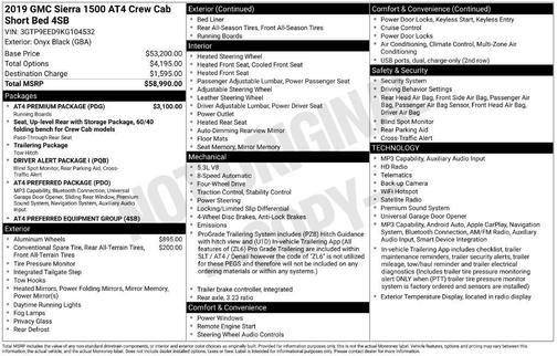 Onyx Black 2019 GMC Sierra 1500 AT4