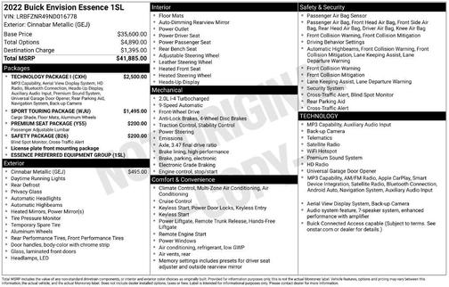 Cinnabar Metallic 2022 Buick Envision FWD Essence
