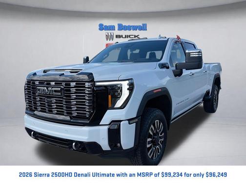 Glacier White Tricoat 2026 GMC Sierra 2500 Denali Ultimate