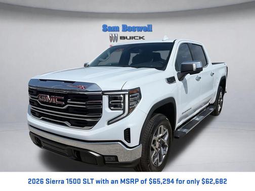 Glacier White Tricoat 2026 GMC Sierra 1500 SLT