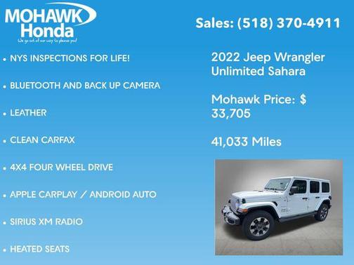Bright White Clearcoat 2022 Jeep Wrangler Unlimited Sahara