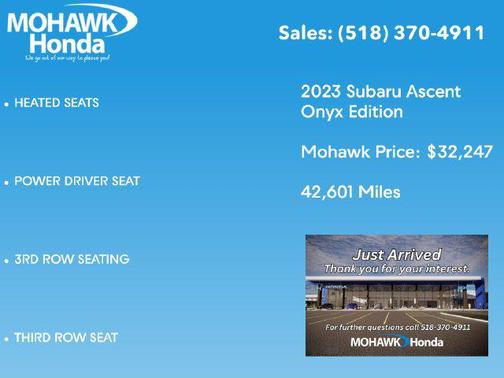 Cosmic Blue Pearl 2023 Subaru Ascent Onyx Edition 7-Passenger